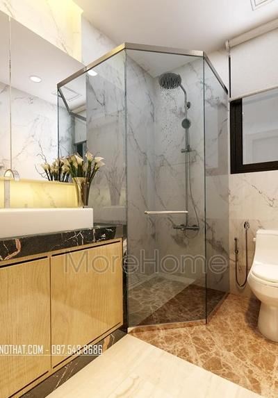Vách tắm kính 135 độ cao cấp