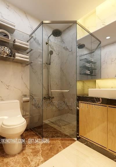 Mẫu vách tắm kính 135 độ 