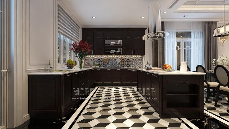 Thiết kế nội thất tủ bếp biệt thự cao cấp phong cách hiện đại và lạ mắt Tủ bếp hiện đại, tủ bếp chữ u, tủ bếp chữ i, tủ bếp chữ l