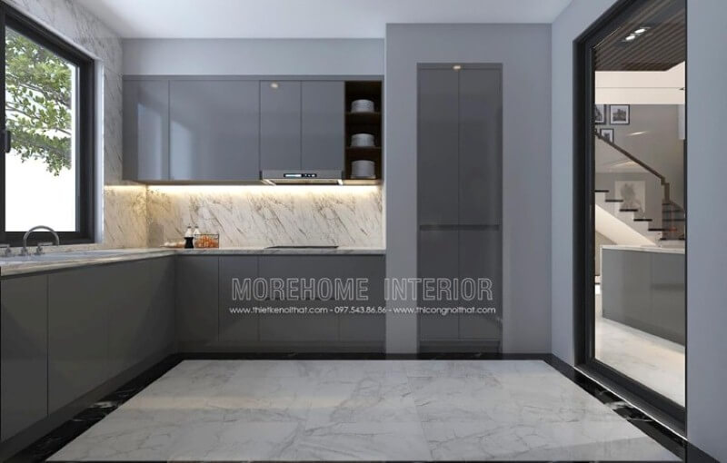 Đá ốp bếp vân mây đẹp sang trọng sẽ là lựa chọn tuyệt vời cho phòng bếp hiện đại. Thiết kế phòng bếp, tủ bếp gỗ An Cường