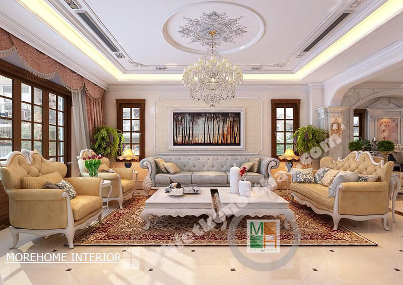 Thiết kế nội thất phòng khách sang trọng, cao cấp tại biệt thự Quảng Ninh Say đắm với các mẫu thiết kế phòng khách biệt thự, nhà phố đẹp