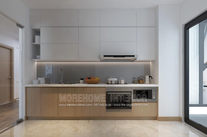 Nếu bạn sở hữu căn hộ chung cư có diện tích nhỏ, đừng bỏ qua mẫu thiết kế tủ bếp gỗ chữ i đẹp này nhé Tủ bếp hiện đại, tủ bếp chữ u, tủ bếp chữ i, tủ bếp chữ l