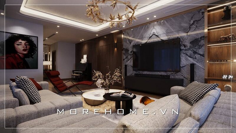 Phòng khách nơi đón tiếp bạn bè, người thân của gia chủ nên luôn được quan tâm chú trọng phần thiết kế nội thất đẹp để nâng tầm vẻ đẹp không gian sống gia đình bạn