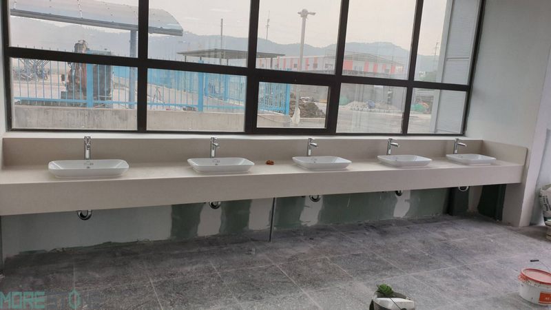 Gợi ý mẫu đá ốp lavabo sử dụng đá nhân tạo Himacs LG nhập khẩu từ Hàn Quốc