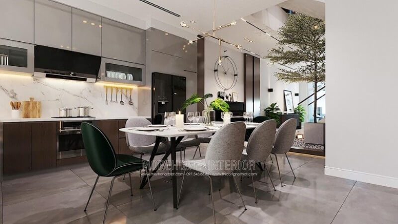 Mẫu đá ốp bếp đẹp màu trắng vân mây cao cấp