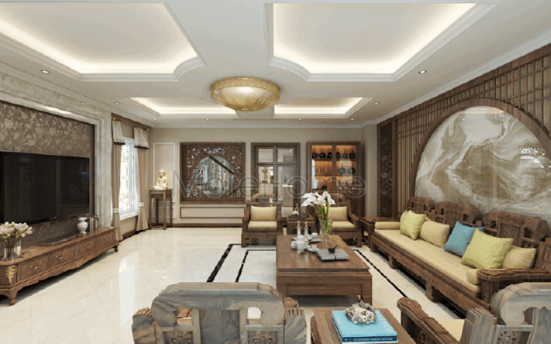 Thiết kế nội thất phòng khách sang trọng đẳng cấp tại biệt thự Riverside Nguyễn Duy Trinh Quận 2, Tp. Hồ Chí Minh.